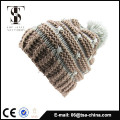 New Arrival ladies acrylic jacquard hat with pom pom